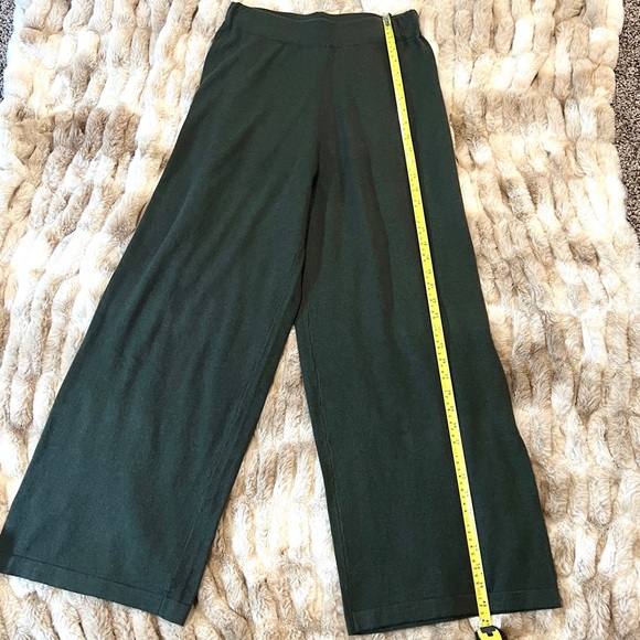 GIANNI BINI DAPHNE HIGH WAISTED WIDE LEG PULL-ON PANTS DARK GREEN / S. - Picture 3 of 6